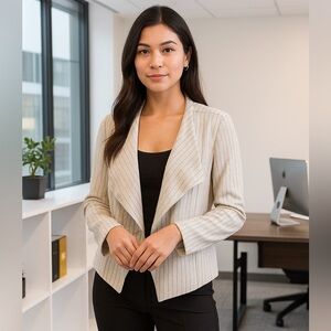 BLANKNYC Denim Pinstriped Cream Jacket Size XS